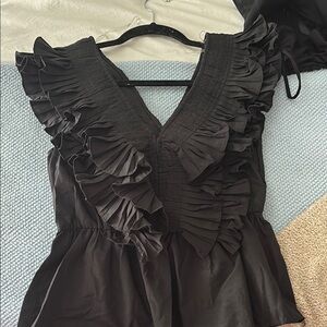 DO+BE Black Ruffle Blouse